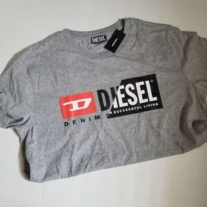 Diesel Denim Division Split Logo Grey T-Shirt